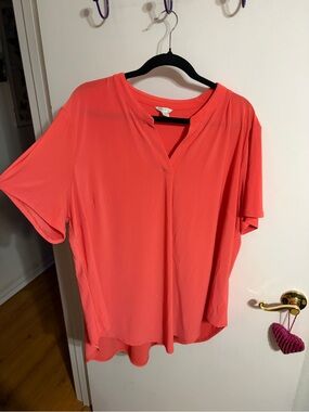 💜 22/24 Cato Coral V-Neck Short Sleeve Blouse
